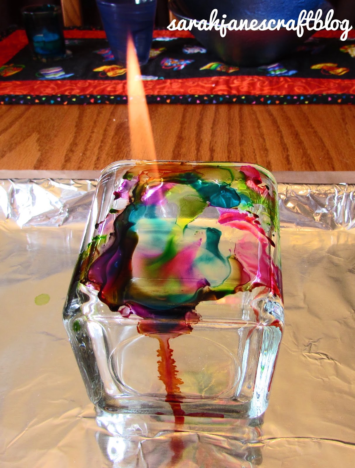 Flamed Alcohol Ink Candle Holders Bright Colors