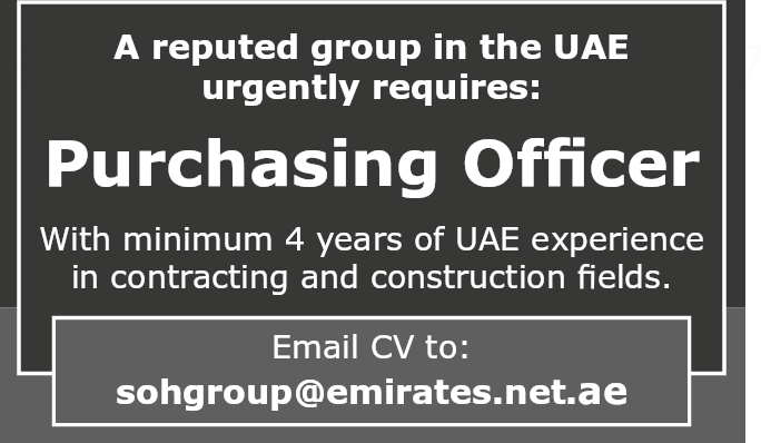 Required Purchasing Fficer Uae Jobs Local Hiring Khaleej Times Uae