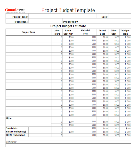 Project budget template