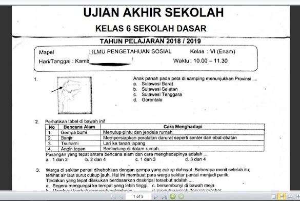 Soal Uas Kelas 6 Mata Pelajaran Ips Dan Kunci Jawabannya