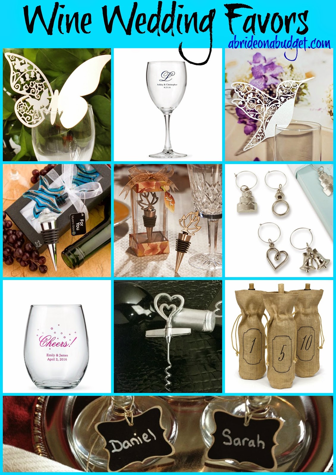 If you love wine, incorporate it into your wedding with wine wedding favors. Get ideas for some in this post on www.abrideonabudget.com.