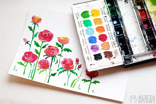 Roses, water colour study by Alicia Sivertsson, 2016. aliciasivert alicia sivert alicia sivertsson rose roses ros rosor måla måleri akvarell vattenfärg aquarelle watercolour watercolor water colour color paint painting