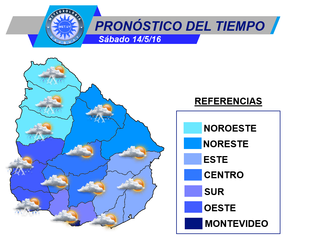 Pronóstico del tiempo para Uruguay 13/5/16. Meteorologia y