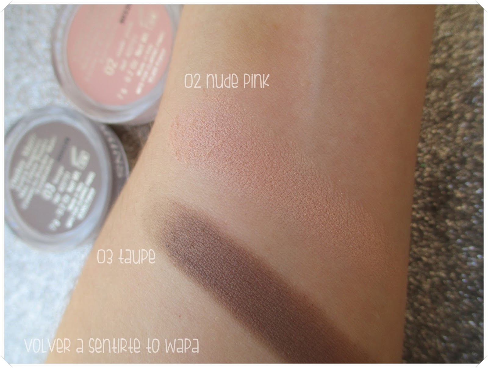 Ombre Matte de Clarins - 02 nude pink y 03 taupe - Swatches