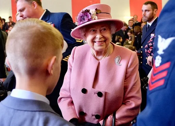 Queen Elizabeth attended the decommissioning ceremony for HMS Ocean. Queen wore pink coat and hat