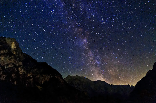 La via Lattea fotografata dalla valle Planica, vicino Kranjska Gora, in Slovenia