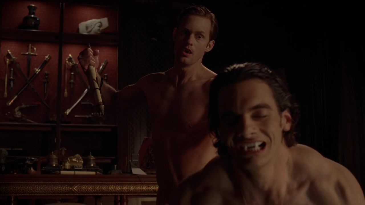 Alexander Skarsgård and Theo Alexander shirtless in True Blood 3-08 "N...