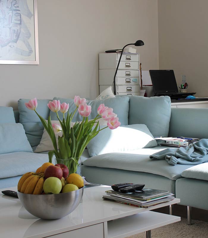 Decoração de sala de estar com flores