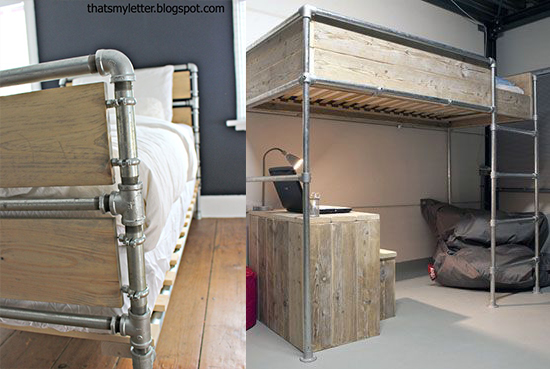 Desain tempat tidur unik dari pipa pipa bekas