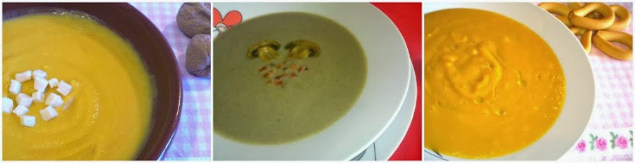 Crema de calabaza - Crema de champiñones - Crema de zanahorias