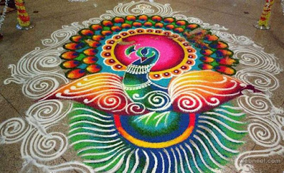 Happy New Year Rangoli Peacock Design Happy New Year Rangoli Peacock Design