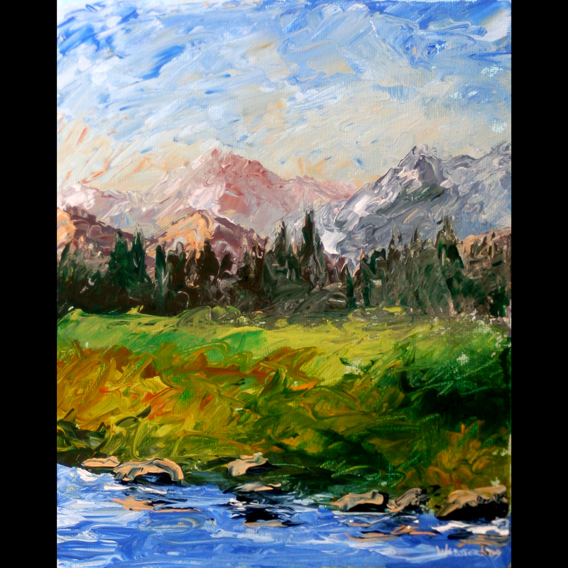 Mark Adam ster Mark ster Mountain River Abstract Palette Knife