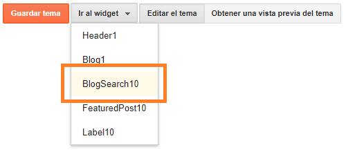 widget busqueda en el Editor HTML