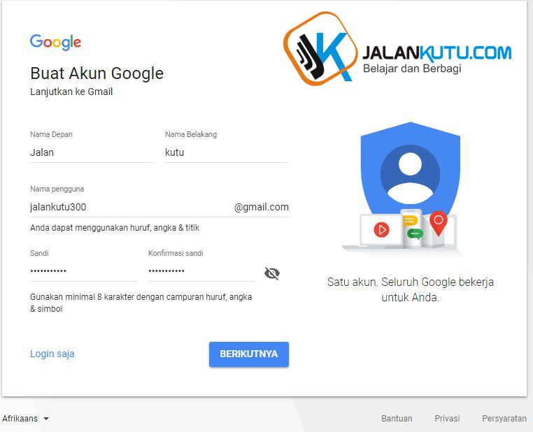 Cara Bikin akun Google Baru - Jalankutu.com