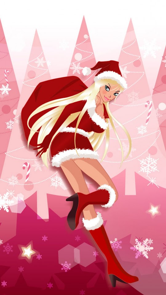   Cartoon Christmas Girl   Android Best Wallpaper