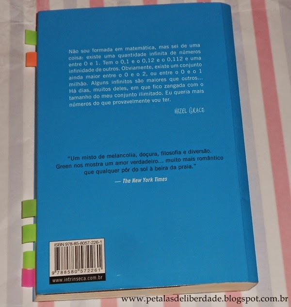 Contracapa do livro A Culpa é das Estrelas John Green Intrínseca, sinopse, resumo, resenha, comprar, pdf