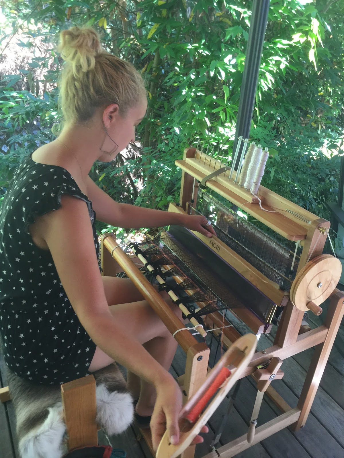 CENTERING WITH FIBER saori looms and weaving students at Saori Santa Cruz