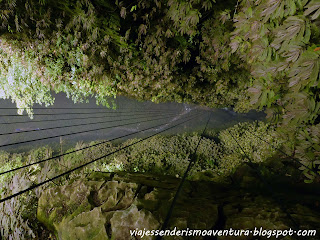 Cuevas de Waitomo - Mirando hacia abajo en el rápel de 100 metros Cuevas de Waitomo - Mirando hacia abajo en el rápel de 100 metros