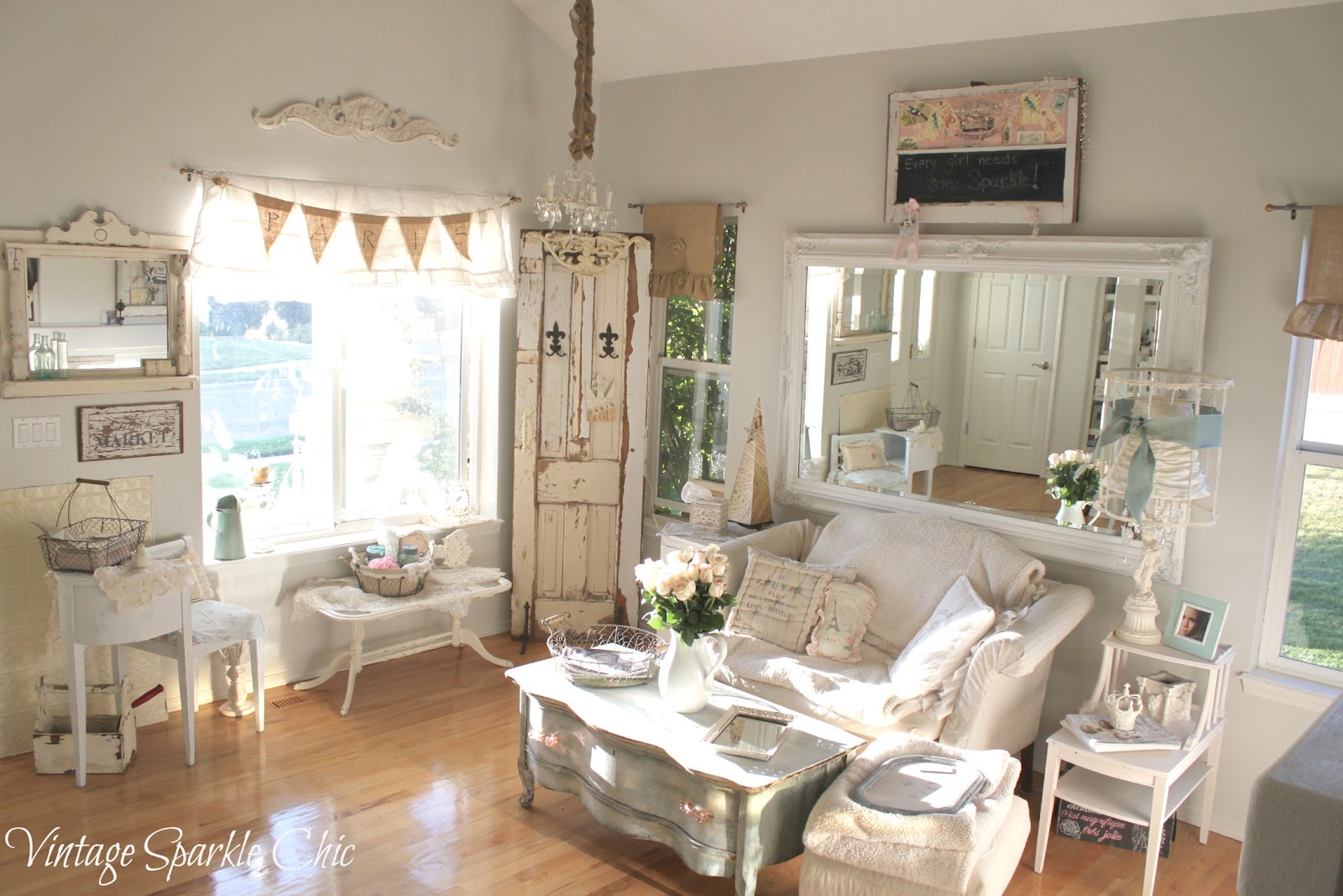 Vintage Sparkle Chic Newly Painted Sitting Room
