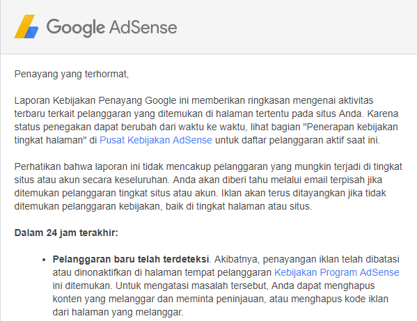 Pesan Google AdSense