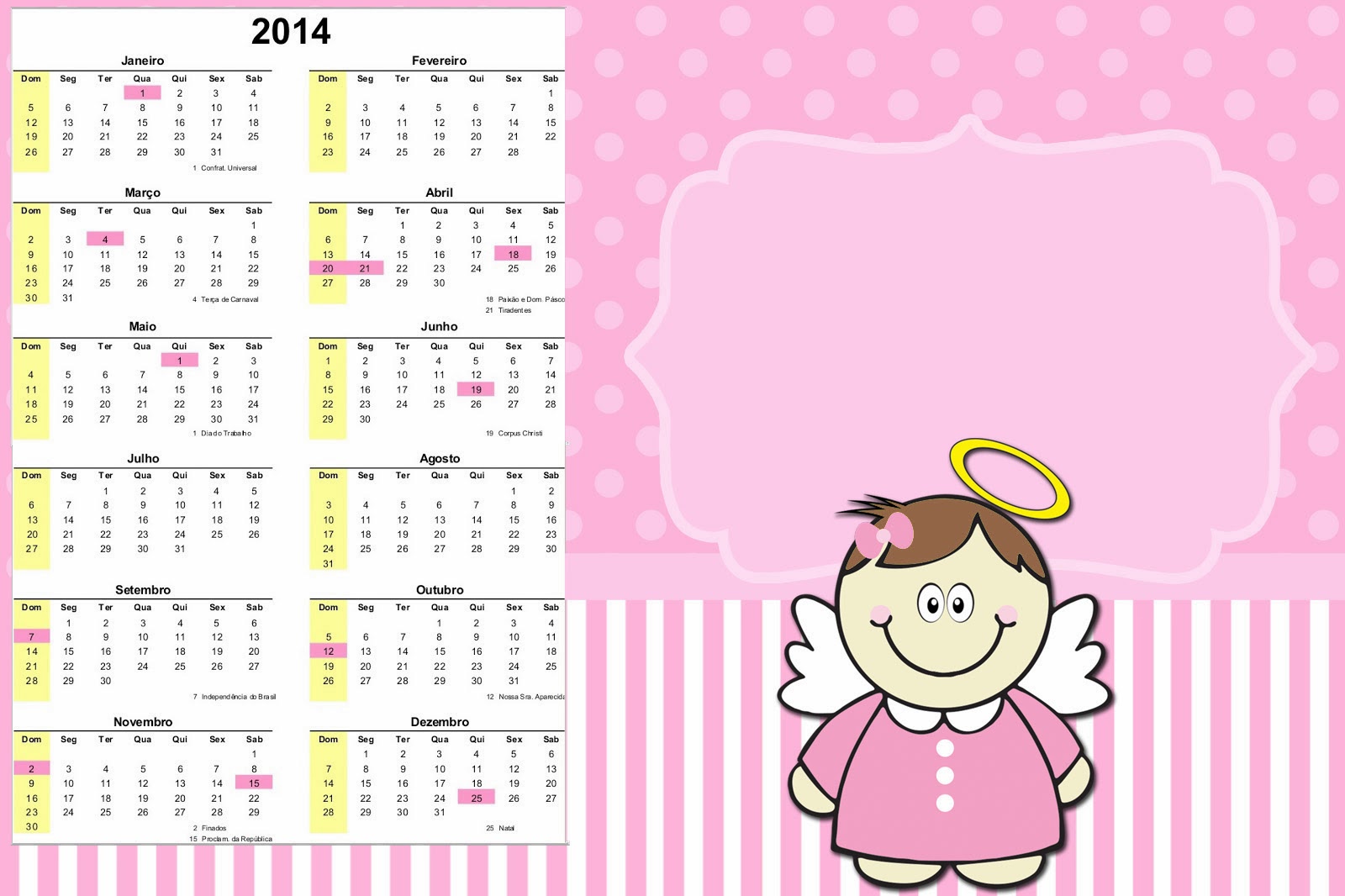 Bautismo Angelita Morena: Tarjetería e Imprimibles para Candy Bar para Imprimir Gratis. Calendario 2014.