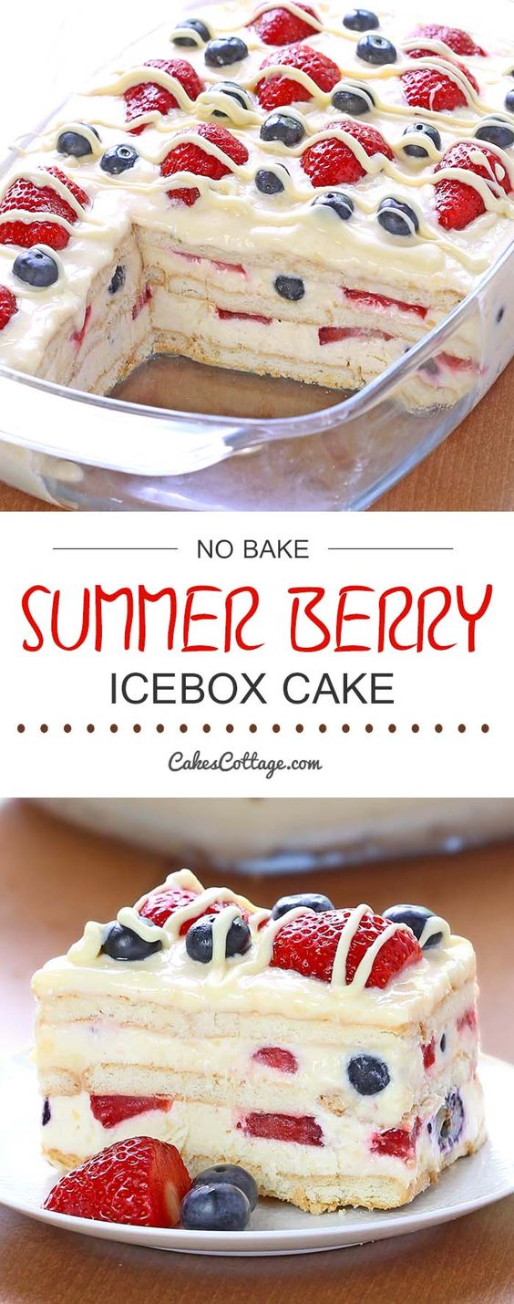 Looking for a quick and easy Summer dessert recipe? Try out delicious No Bake Summer Berry Icebox Cake ! #dessert