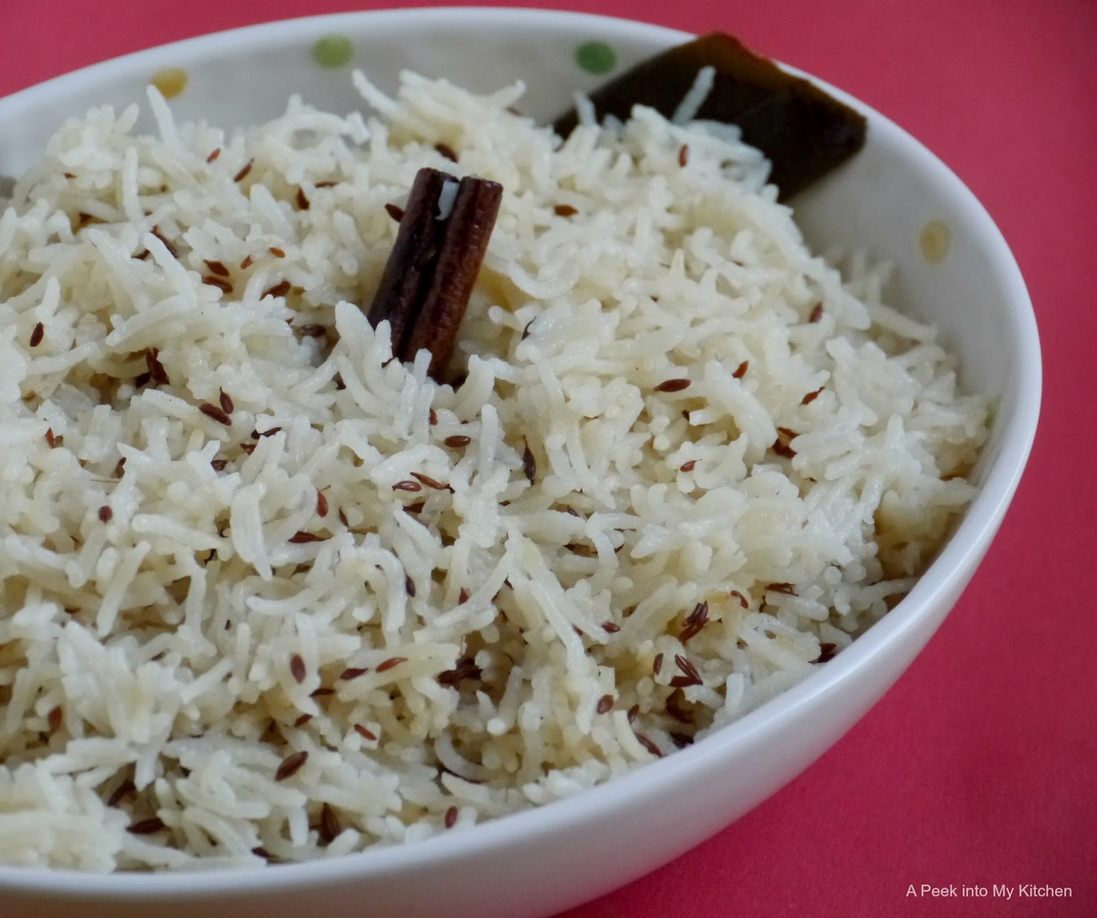 A Peek into My Kitchen Jeera Rice (Pulao) / Cumin Rice Day 117