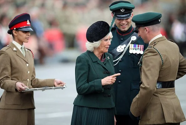 The Duchess of Cornwall attended a medals parade for the 4th Battalion The Rifles at New Normandy Barracks