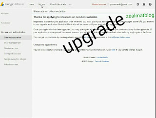 Adsense upgrade Adsense upgrade message