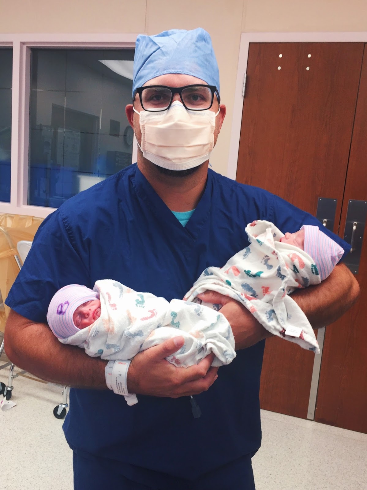 Twin Boy Birth Photo After C-Section