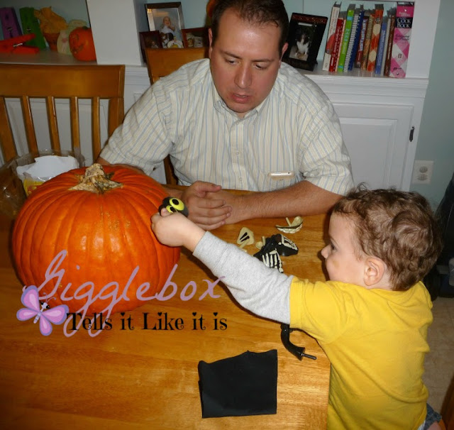 An awesome alternative way to let small children have a cool looking pumpkin for Halloween, alternative to carving pumpkins for Halloween,