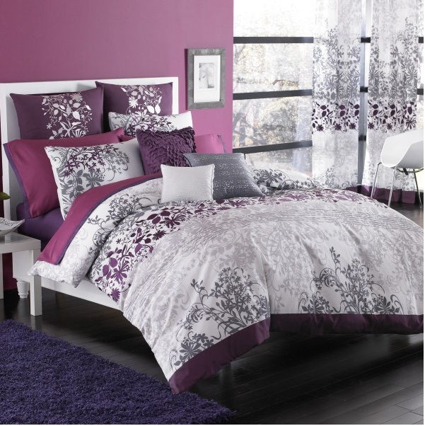 Plum And Gray Bedroom