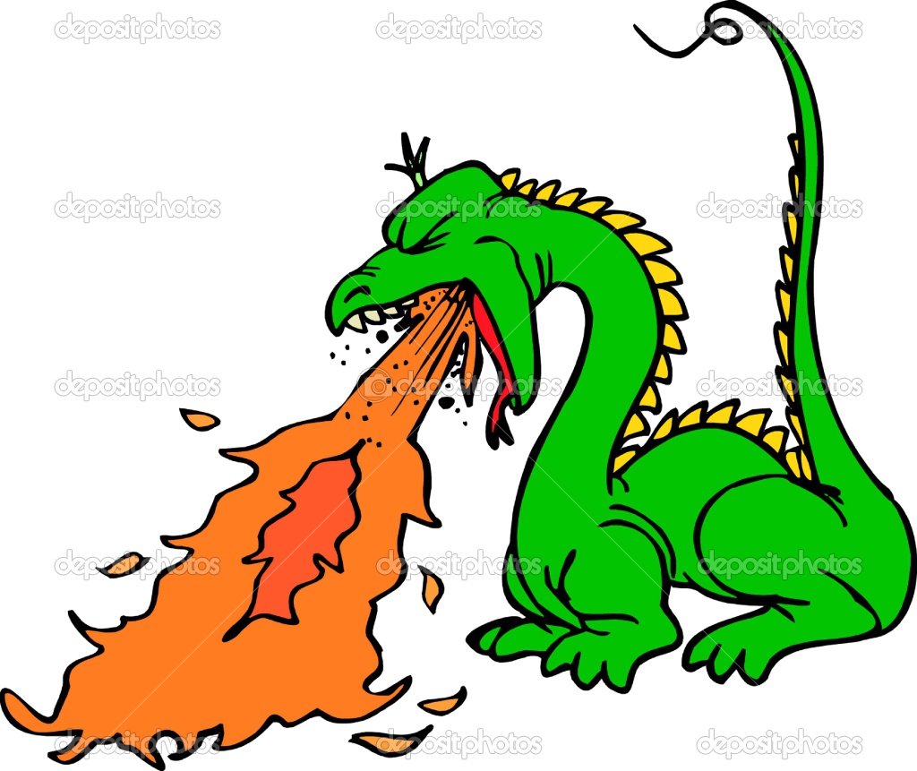 Зеленый огнедышащий дракон