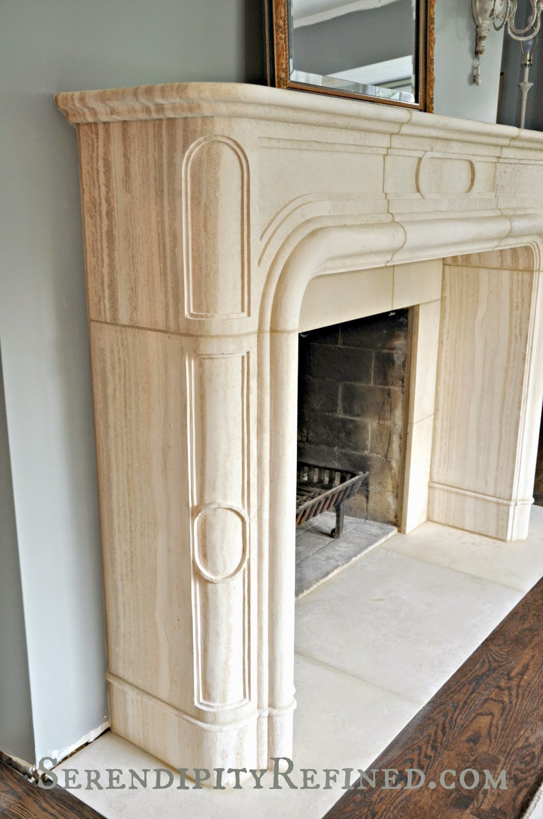 Serendipity Refined Blog French Replica Limestone Fireplace Mantel