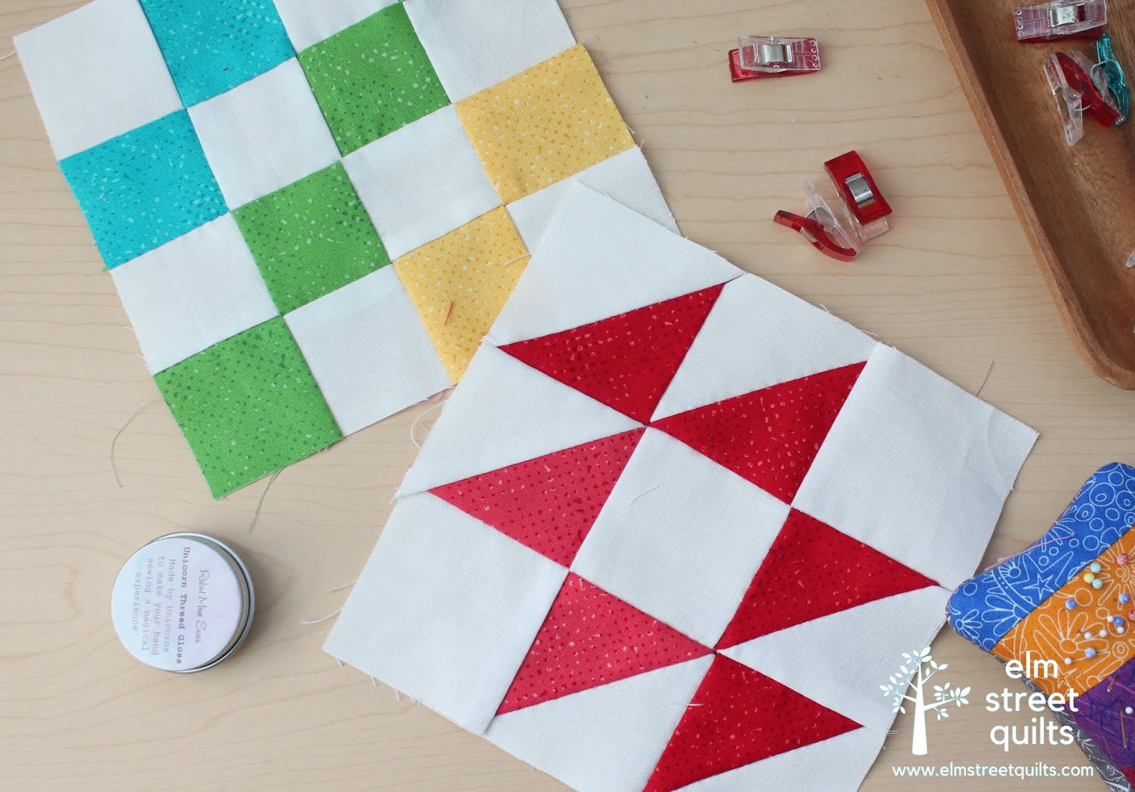 Hand Pieced QAL Spinning Seams tutorial Elm Street Quilts