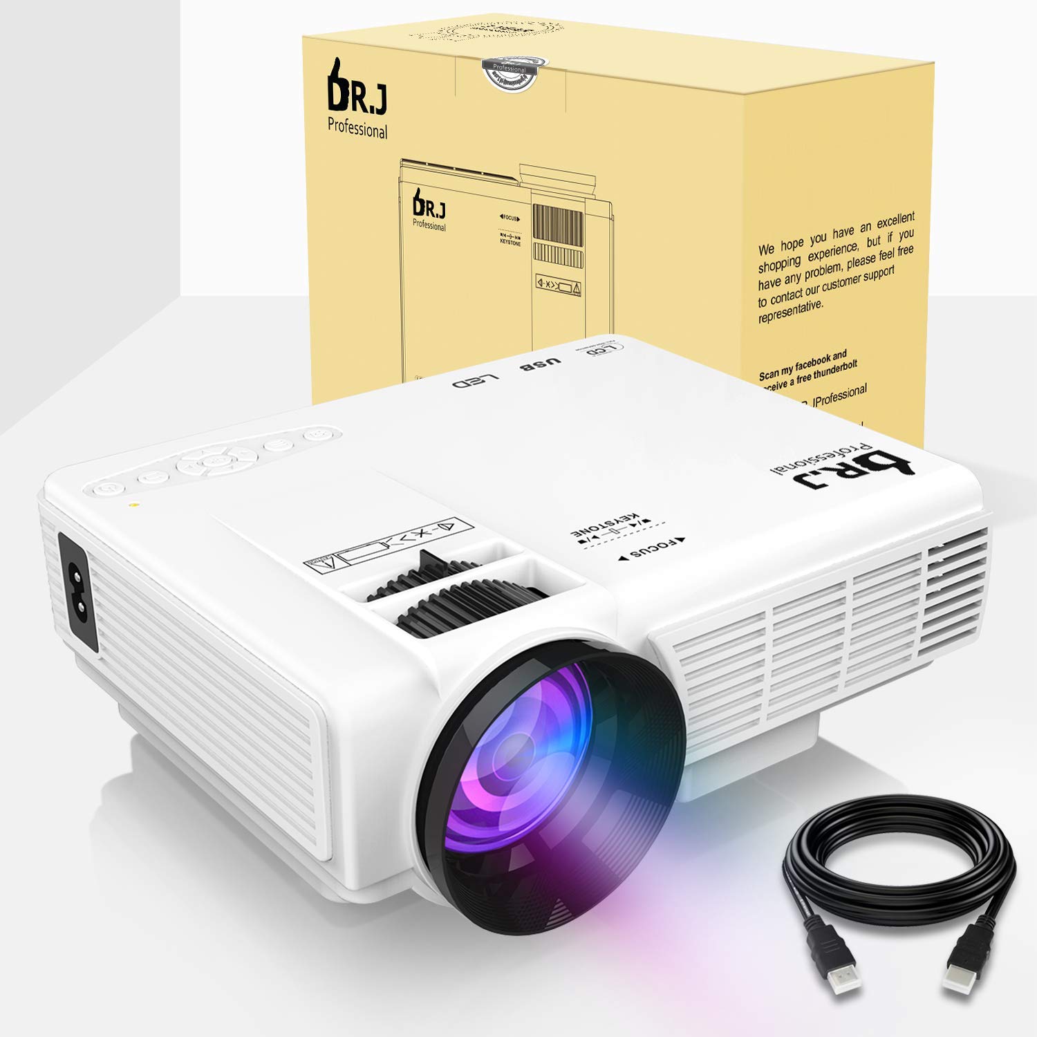 Best Mini Projector 2018 DR.J (2018 Upgraded) Video Projector 1080P