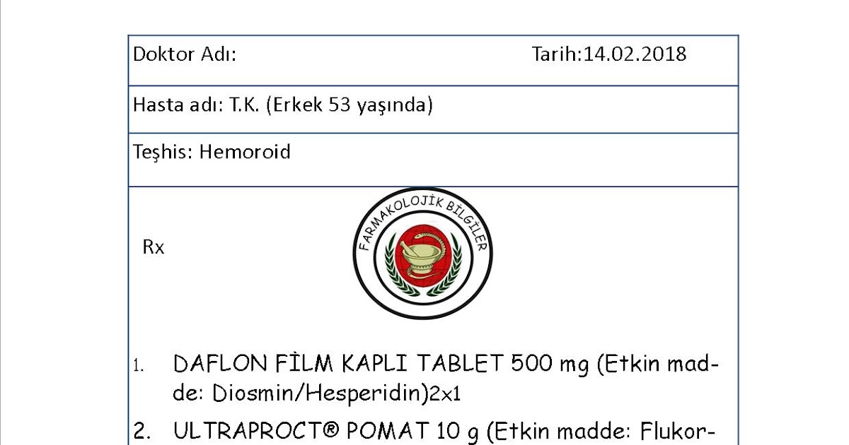 FARMAKOLOJİK BİLGİLER Hemoroid