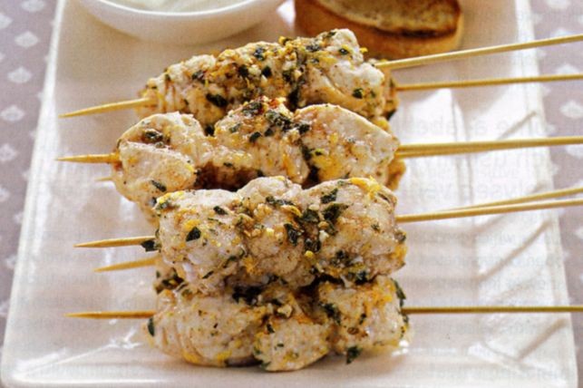 Lemon &amp; garlic fish kebabs recipe | LEBANESE RECIPES