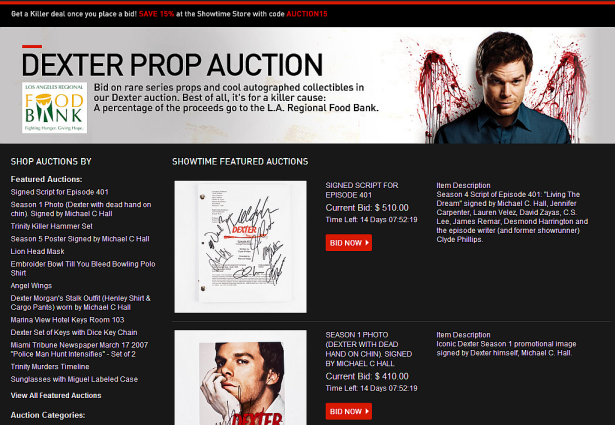 Dexter Daily Showtime Launches The Dexter Prop Auction