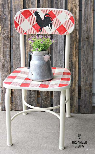 Vintage Thrift Shop Chair Upcycle #chalkedpaint #oldsignstencils #buffalocheck
