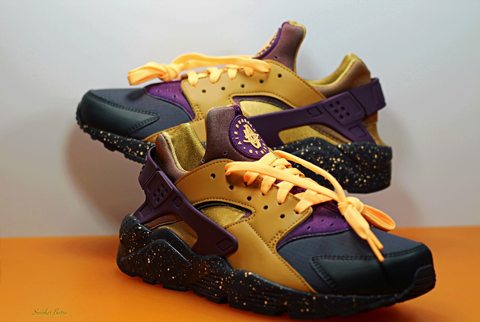 nike huarache green and purple