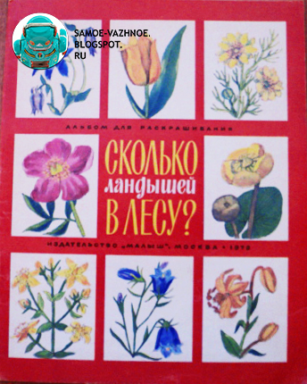 Раскраска СССР Сколько ландышей в лесу 1978 советская старая из детства красная обложка квадраты с цветами
