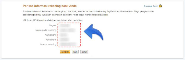 Informasi Bank Yang sudah di input