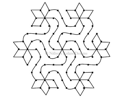 Kolam 55 : Interlocked dots 11 x 6