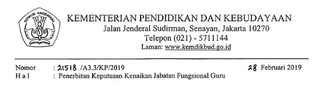  pada postingan kali ini admin akan membagikan informasi yang bersumberkan dari Kementeria Penerbitan Keputusan Kenaikan Jabatan Fungsional Guru Periode Kenaikan Pangkat Oktober 2019