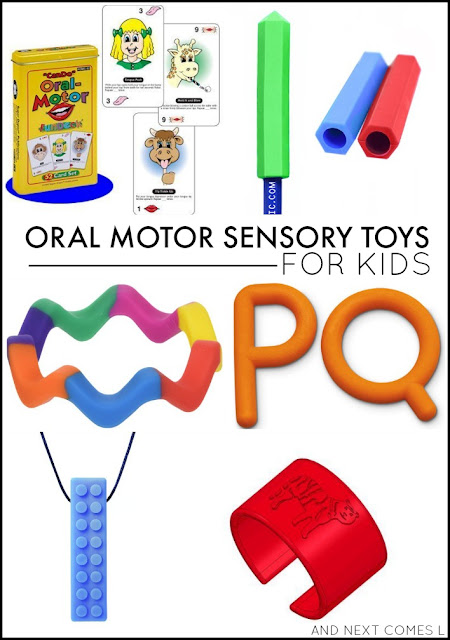 Oral motor sensory toys for kids who chew on everything - great for kids with autsim and/or sensory processing issues from And Next Comes L