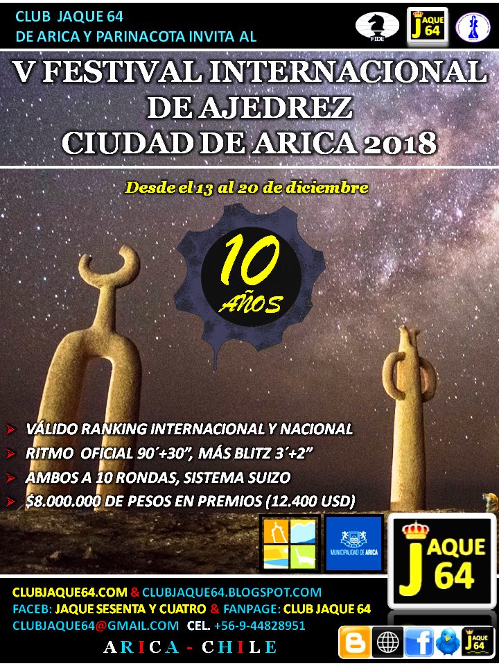 V FESTIVAL INTERNACIONAL DE AJEDREZ CIUDAD DE ARICA 2018