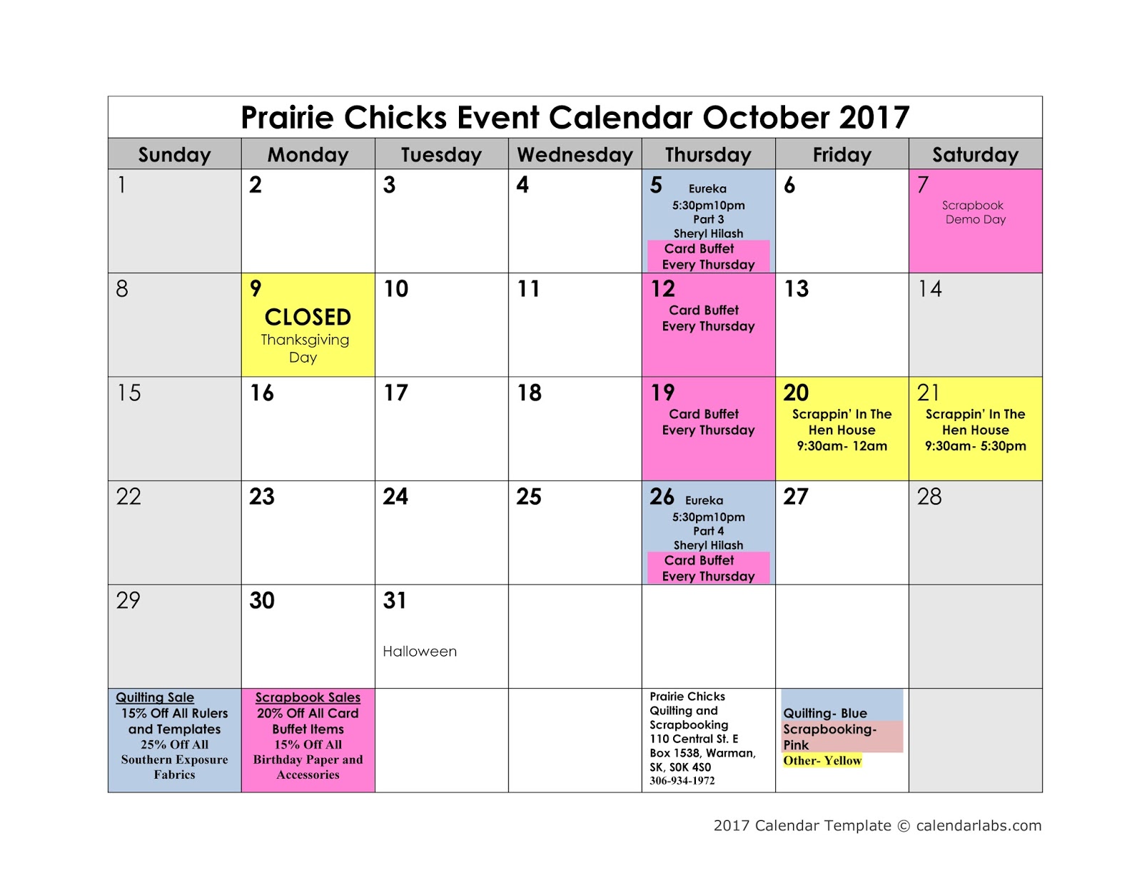 prairie-chicks-october-2017-events-calendar
