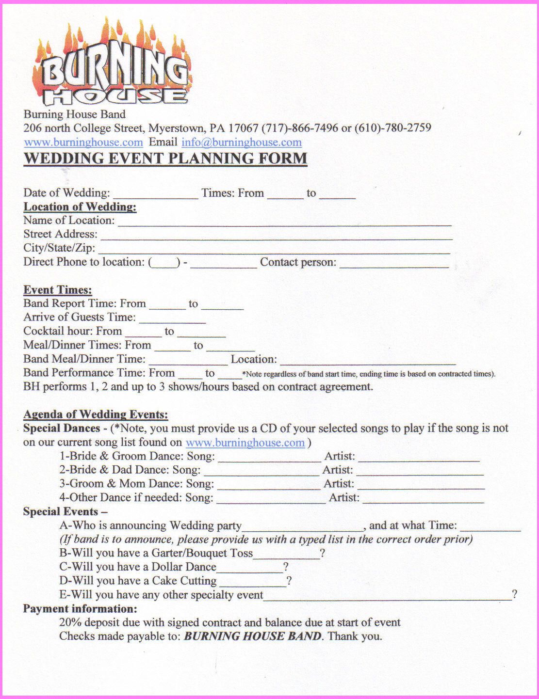 party planner contract template