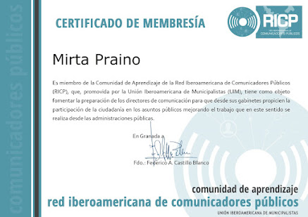 MIEMBRO de la Comunidad de Aprendizaje de la Red Iberoamericana de Comunicadores -RICP-